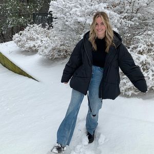 Free People hailey black puffer jacket large